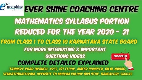 Mathematics Portions Reduced | Class 1 to Class 10 | Karnataka State Board 2020 - 21 | SSLC Syllabus
