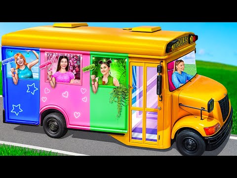 بنينا غرفة سرية في المدرسة البينك مقابل الأخضر مقابل الأزرق تحدي اللون الواحد 