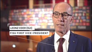 Interview FISU First Vice-President Leonz Eder at the 36th FISU General Assembly in Turin. screenshot 2