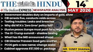 Daily Newspaper Class (The Hindu + Indian Express) for UPSC &amp; State PCS | 14th May 2026 | Sumit Sir