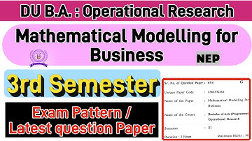 Mathematical Modelling For Business BA Prog Operational Research 3rd semester question paper du