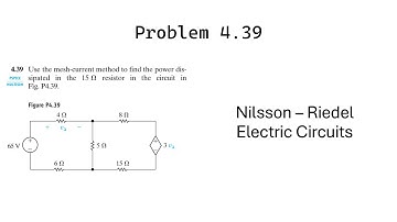 Problem 4.39 (Nilsson) Use the mesh-current method to find the power dissipated in the resistor in