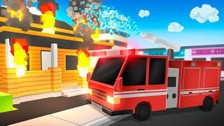 Cube Fire Truck: Firefighter | Fire Truck Game Rescue! screenshot 1