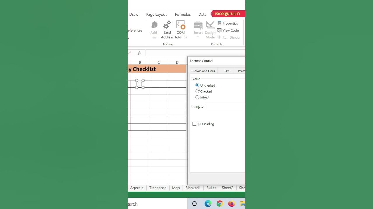 how-to-create-check-box-in-excel-shorts-youtube