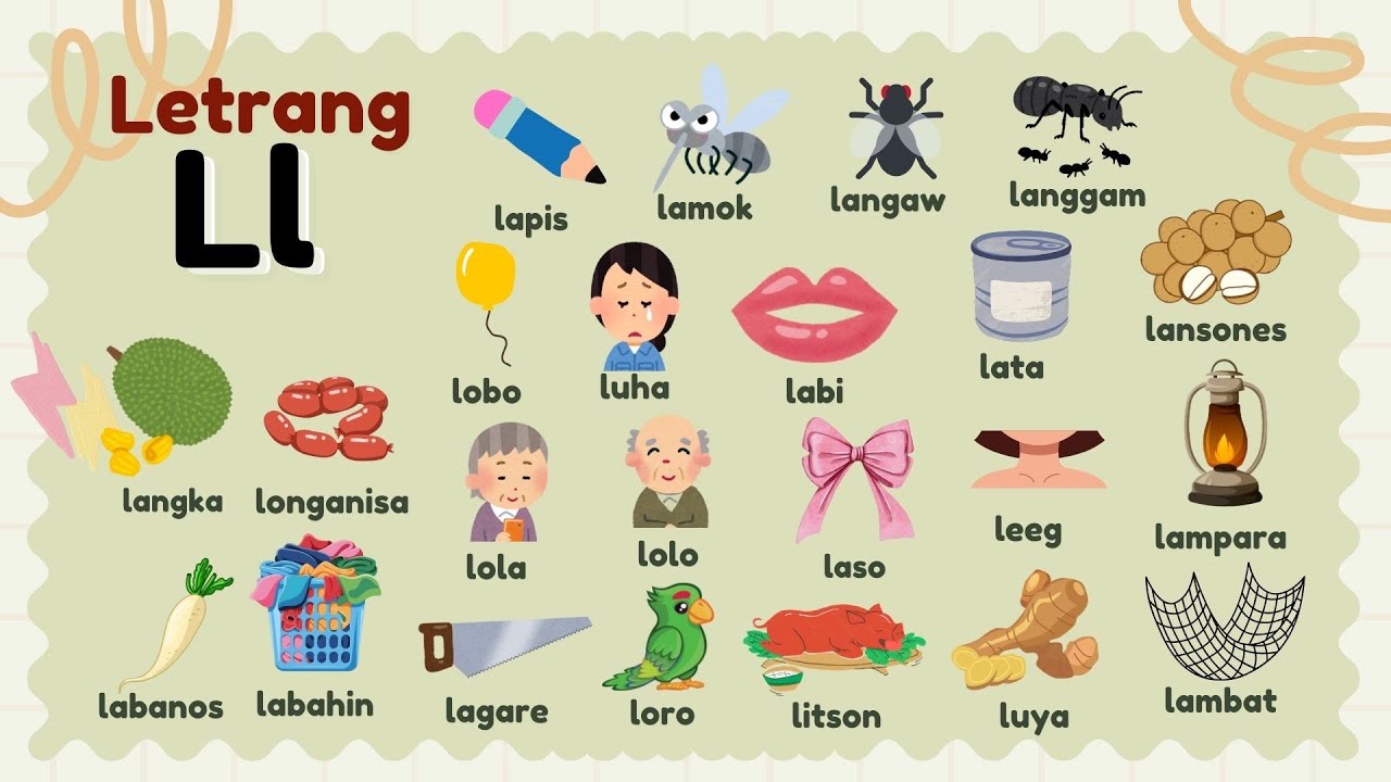 Tagalog L Mga Larawang Nagsisimula sa Letrang Ll - YouTube
