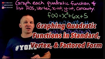 Graphing Quadratic Functions in Standard, Vertex, and Factored Form