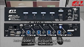 4 Ports 4K 60Hz HDMI Quad-View KVM Switch with Seamless Switching and Hotkey Control - QSKM-3114