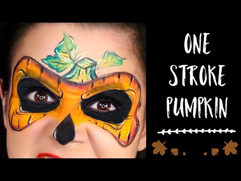 EASY ONE STROKE Pumpkin Mask Face Paint tutorial
