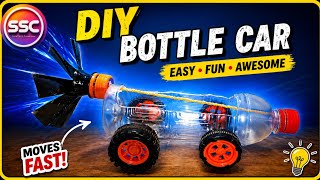DIY | how to make rubber band power simple bottle car....? 🚗 🇱🇷