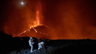 River of lava flows from La Palma volcano over a month after it began erupting