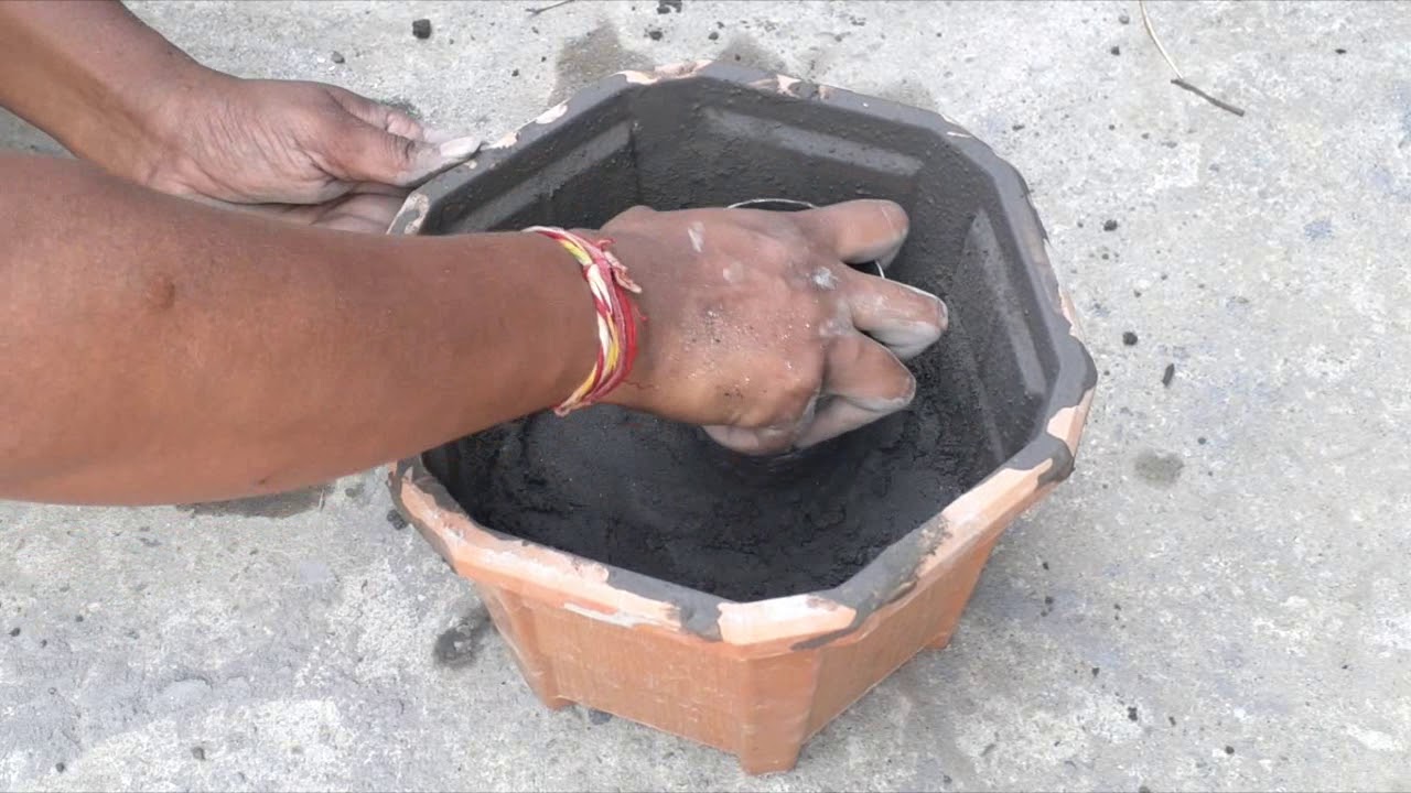 How to make a cement pot | - YouTube