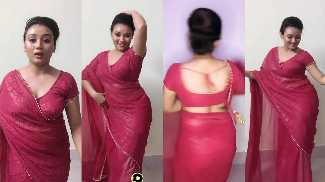 Hot desi aunty dancing in red saree 