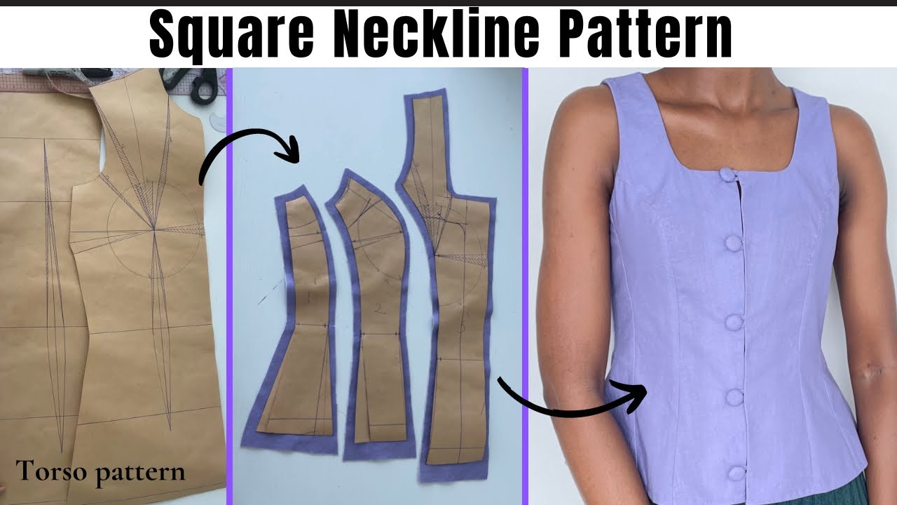How To Design a Square Neck Top With Princess Seams | Pattern Making ...