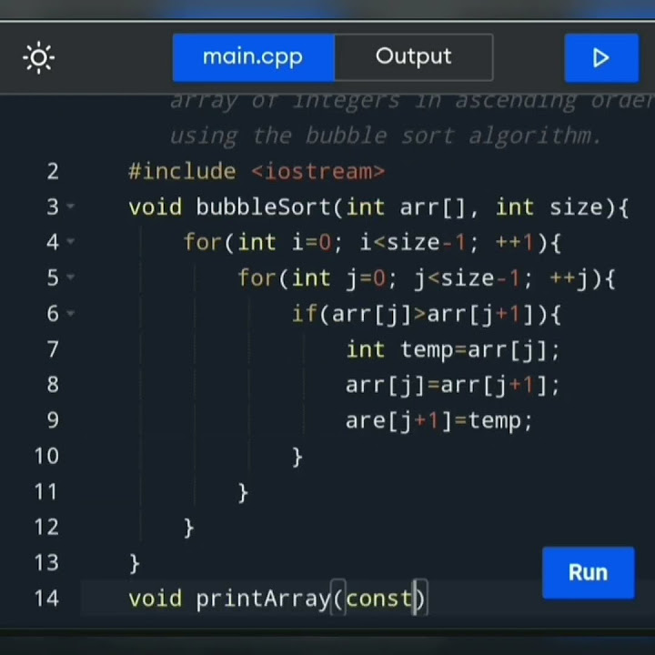 How to write c++ Program to sort array integers in ascending order ...