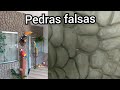 Parede efeito pedras falsas grandes de cimento