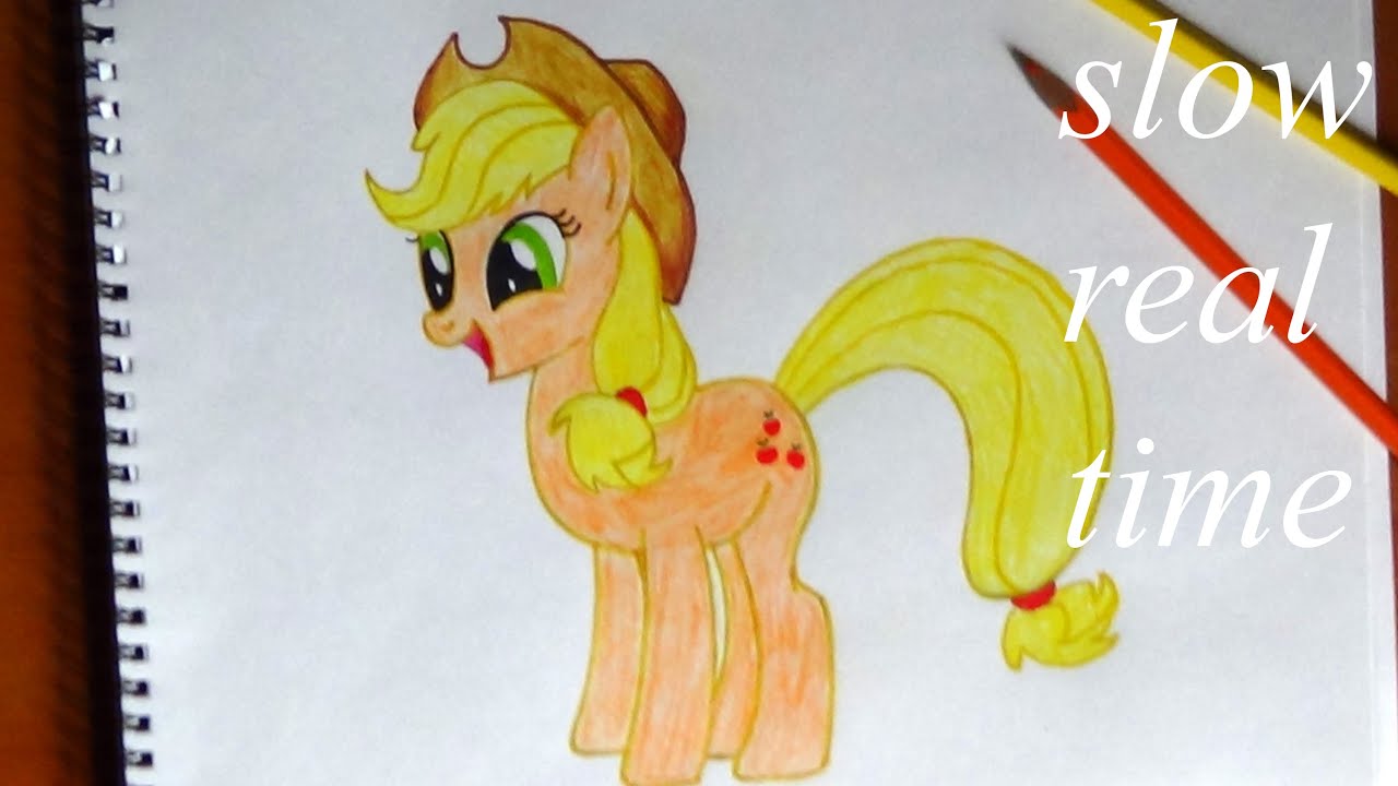 How to draw my little pony Applejack SLOW REAL TIME - YouTube