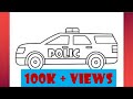 How to draw police car line drawing : step by step