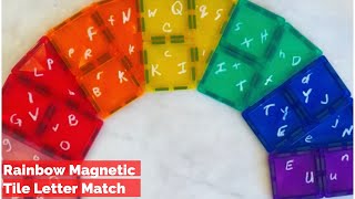 Rainbow Magnetic Tiles Letter Match Puzzle - Magnatiles Ideas