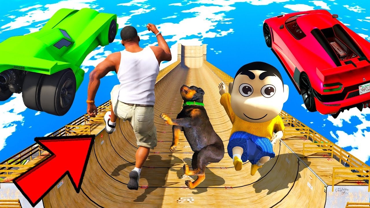 GTA V : SHINCHAN AND FRANKLIN TRIED IMPOSSIBLE MEGA RAMP CAR JUMP CHALLENGE GTA 5 in Telugu