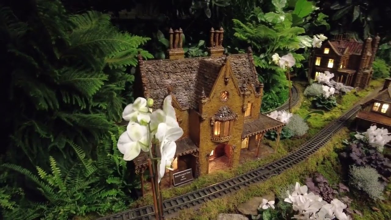 Holiday Train Show at night  - New York Botanical Garden