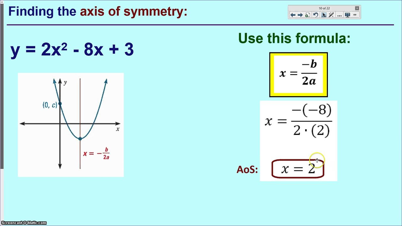 10.2A Graph Parabolas by Axis of Symmetry - YouTube