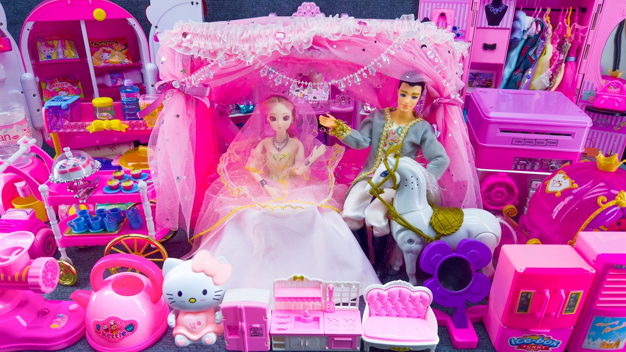 20 Minutes Satisfying Unboxing Barbie Princess Pink Kitchen, Rock Bed Play Set Review Toys