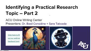 Identifying a Practical Research Topic - Part 2 | ACU Online Writing Center