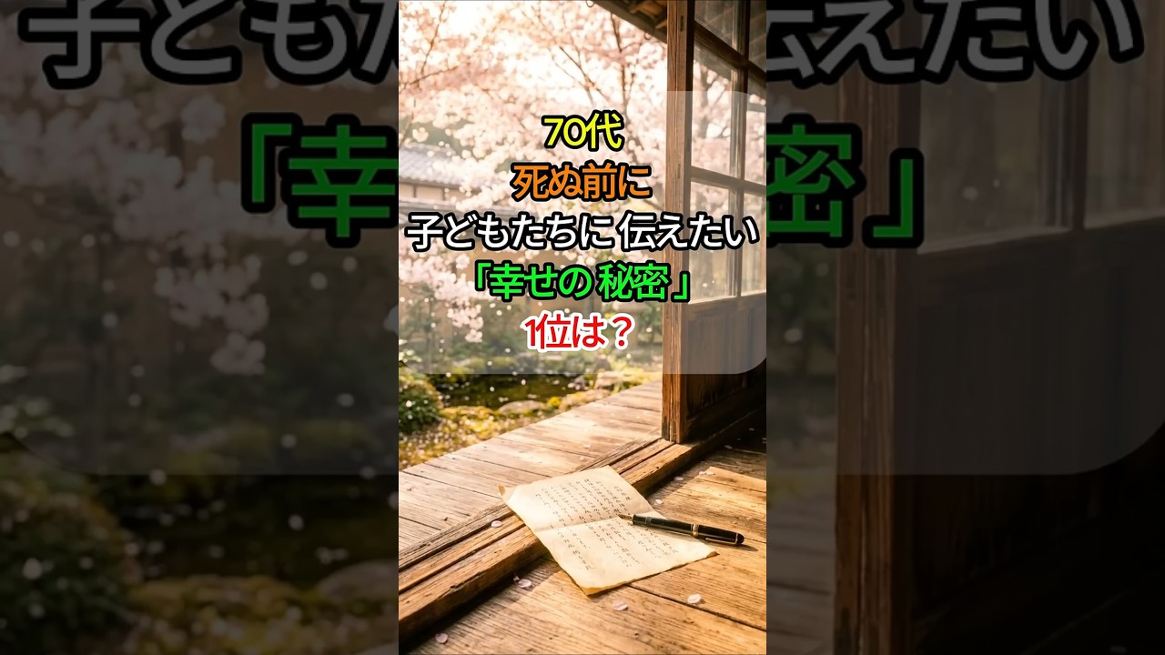 🌸 70代、死ぬ前に子どもたちに伝えたい幸せの秘密 TOP3 ✨