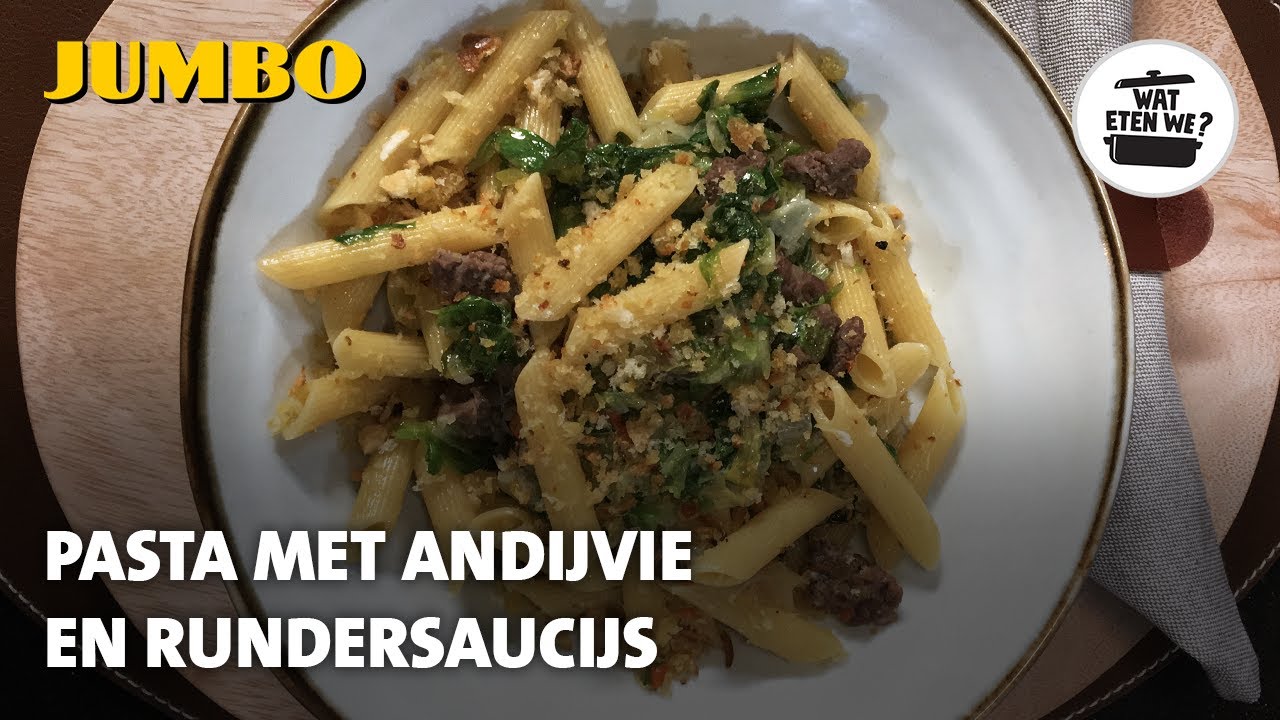 Wat eten we? Pasta met andijvie en rundersaucijs