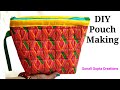 How To Make Pouch At Home/Bag Banane KaTarika/Makeup Organizer Ideas/Travel Bag