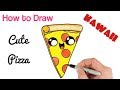 How to Draw a Cartoon Pizza Slice cute kawaii and easy