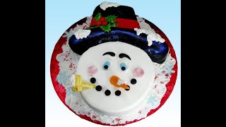 Adorable Snowman Face Winter Carved Cake Decorating How-To Video Tutorial Part 1