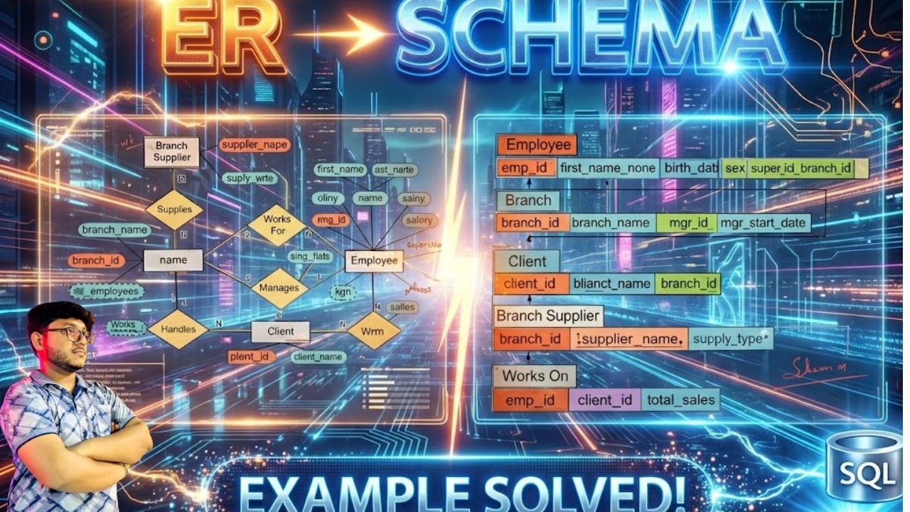ER Diagram to Schema 🔥 | Solved Example Step-by-Step (DBMS) #sql #dbms ...