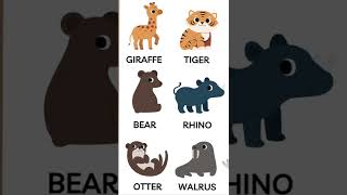 كيف اقول زرافة،نمر،دب،وحيد القرن،قندس،حصان البحر بالإنجليزي Animals name in English #english #esl