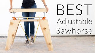 BEST Adjustable Sawhorse with Interchangeable Tops