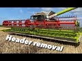 Day490 #OLLYBLOGS TIME LAPSE OF CLAAS LEXION HEADER REMOVAL GREEN WHEAT  #AnswerAsAPercent