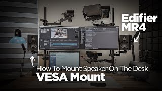 Edifier Mr4 Studio Monitor Unboxing & Set Up - How To Mount Speaker On A Vesa Monitor Arm