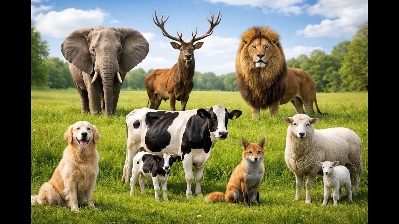 Amazing Animal Sounds: Dog, Cat, Sparrow, Chicken, Bee, Elephant, Crab, Pig, Cow - Animal Video
