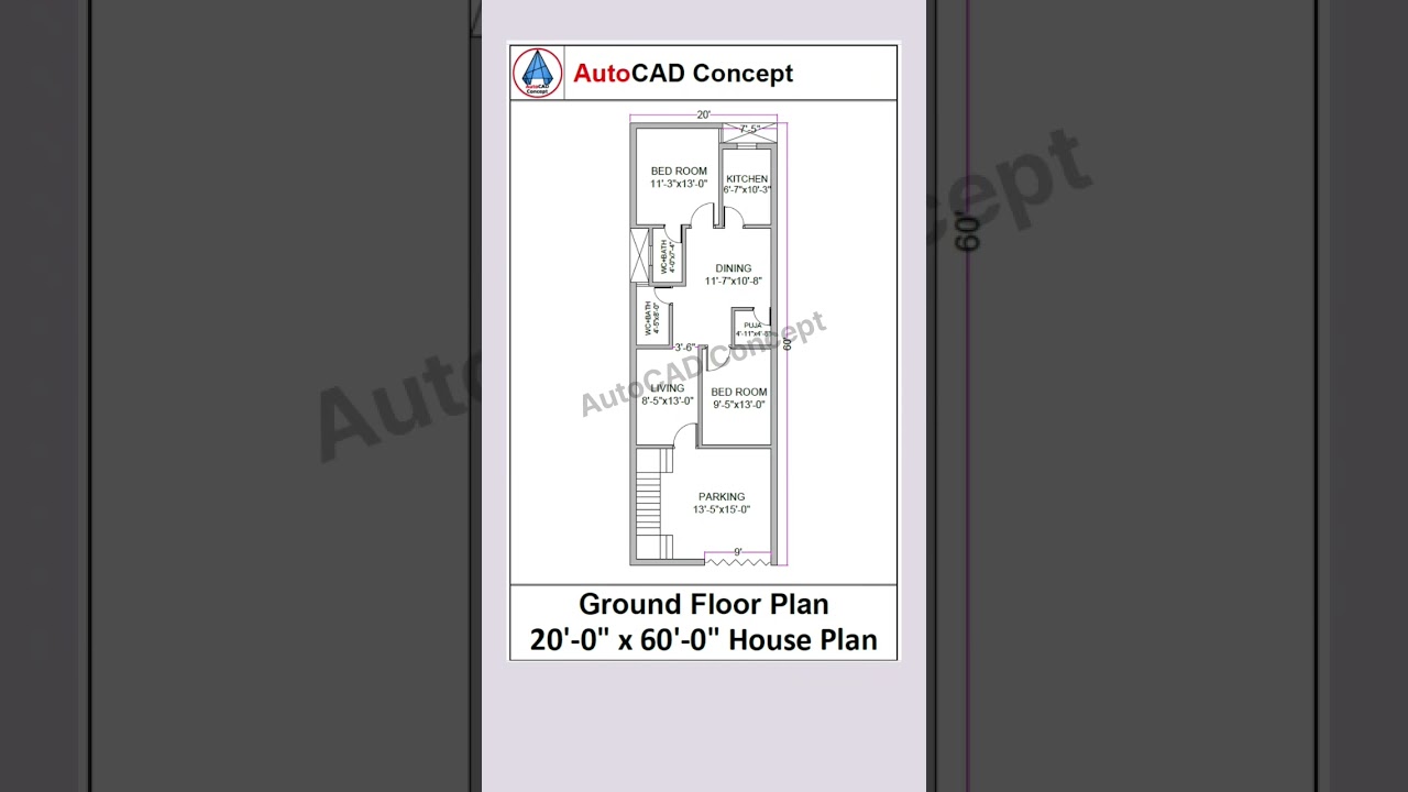 20x60 House Plan | 20 by 60 Simple House Design | 1200 Sq.ft. House Plan 