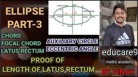 ELLIPSE PART-3 || DEFINITIONS OF AUXILIARY CIRCLE, ECCENTRIC ANGLE, PROOF OF L.LR, || MATHS-2B [IPE]