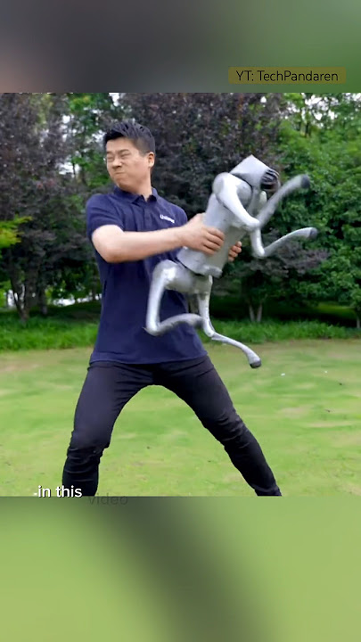 Robot dog keeps its balance in extreme training. #unitree #robots #robotdog #china #chinatechnology