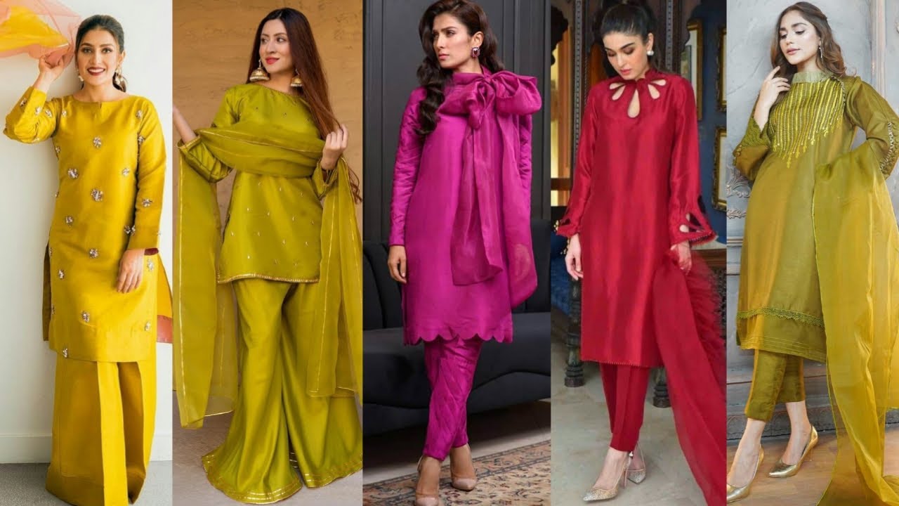 Shah Kamal Fabrics Katan Silk 2 Piece Unstitched Suit Plain Shirt &  Trouser-New Design Trendy Party Wear For Women