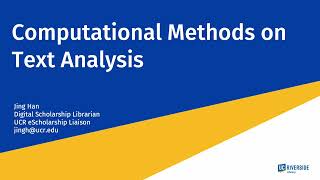 Computational Methods Text Analysis