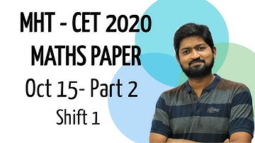 MHT CET 2020 Maths paper Discussion part 2 l October 15 shift 1 l Maharashtra Board