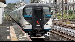 E257系2000番台NA-12編成 踊り子6号東京行きが小田原駅6番線に到着するシーン