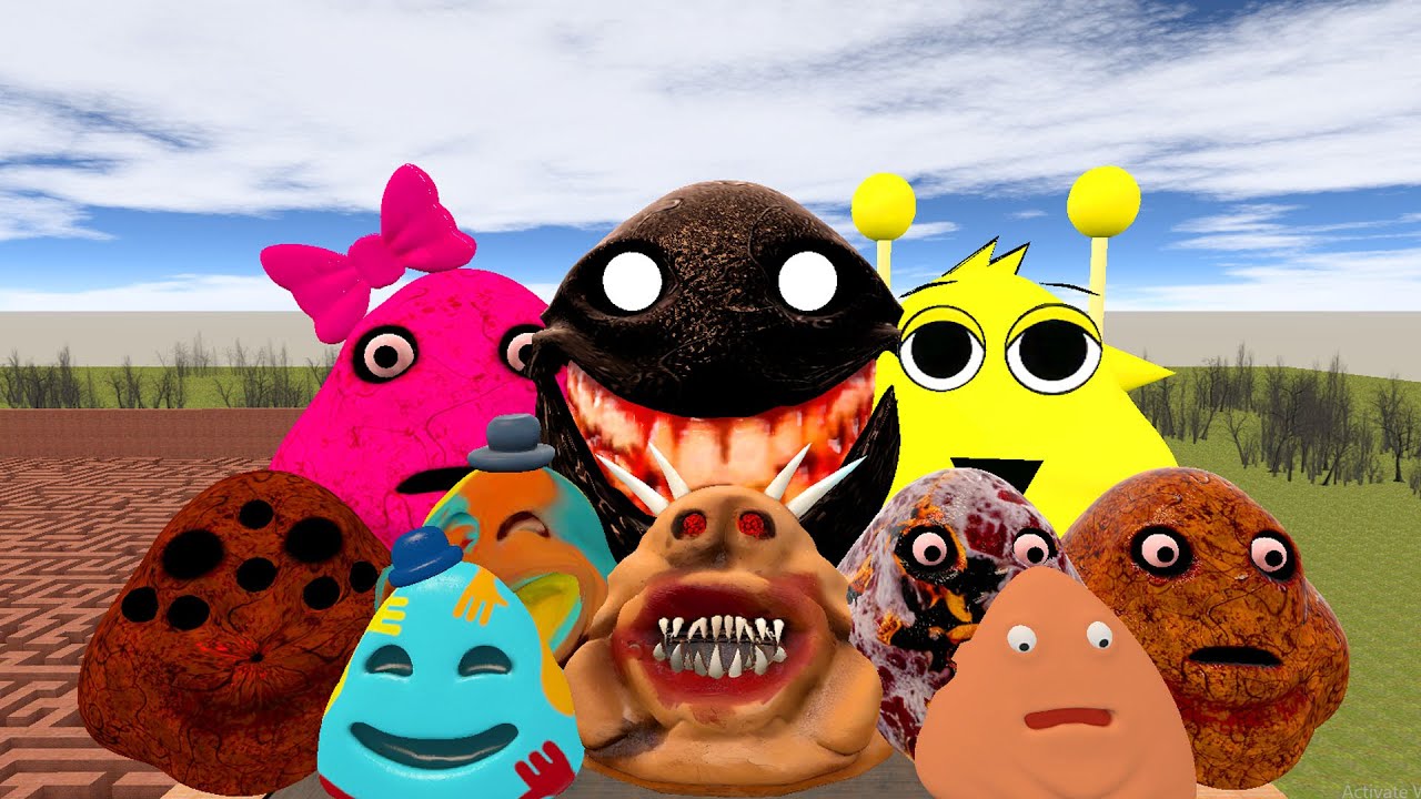 🌀SPARTAN KICKING POU BOU FAMILY FROM BOU'S REVENGE Of POU and SPRUNKI POU in BIG MAZE Garry's Mod!