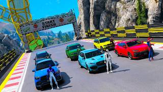 Super Heroes Spidermans Cars Challenge Canyon Fodder Ramp GTA 5! Человек Паук, Майлз Моралес гонка !