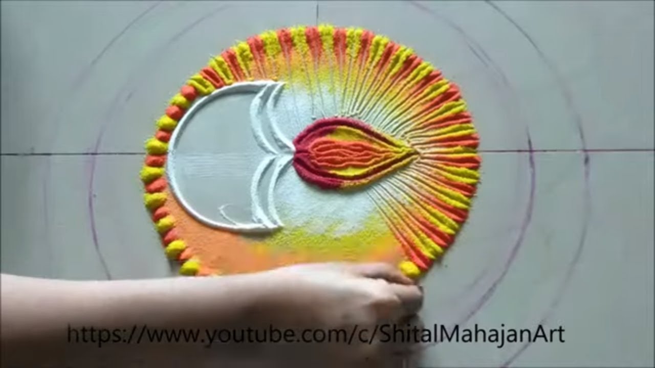 Super easy,small and attractive diya rangoli design for diwali ...