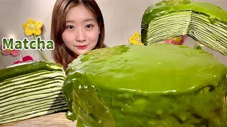 Asmr Matcha Crepe Cakemukbang Eating Soundsenglish Subles