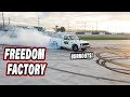 Burnie Does Burnouts at the FREEDOM FACTORY!!! Girlfriend Does Her First Skid!
